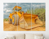 Wheel Loader Canvas Print // Bulldozer moving dirt on the construction site // Canvas Wall Decor