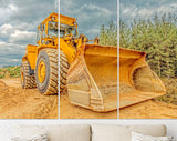 Wheel Loader Canvas Print // Bulldozer moving dirt on the construction site // Canvas Wall Decor