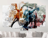 Charging Bull Canvas Print // Wall Street Bull Wall Decor // Cryptocurrency Bull // Abstract Wall Art