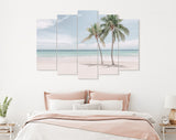 Coco Palms Canvas Print // Tropical White Sand Beach with Coco Palms and The Turquoise Sea on Caribbean island