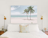 Coco Palms Canvas Print // Tropical White Sand Beach with Coco Palms and The Turquoise Sea on Caribbean island