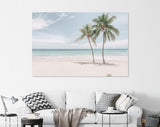 Coco Palms Canvas Print // Tropical White Sand Beach with Coco Palms and The Turquoise Sea on Caribbean island