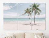 Coco Palms Canvas Print // Tropical White Sand Beach with Coco Palms and The Turquoise Sea on Caribbean island