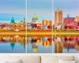 Harrisburg Canvas Print // Harrisburg Pennsylvania USA skyline on the Susquehanna River