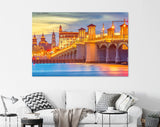 St. Augustine Canvas Print // St. Augustine Florida USA city skyline and Bridge of Lions