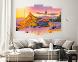 Gyeongbokgung Canvas Print // Landmark of Korea with covered Gyeongbokgung and Seoul Tower South Korea