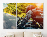 Motorcycle Rider Canvas Print // Motorbike on the Road Riding