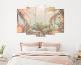 Palm Tree Canvas Print // Tropical Palm Tree with Sun Light on Sky Background