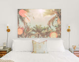 Palm Tree Canvas Print // Tropical Palm Tree with Sun Light on Sky Background