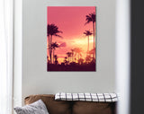 Tropical Palm Tree Canvas Print // Tropical Palm Tree with Sun Light on Sky Background