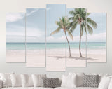 Coco Palms Canvas Print // Tropical White Sand Beach with Coco Palms and The Turquoise Sea on Caribbean island