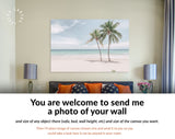 Coco Palms Canvas Print // Tropical White Sand Beach with Coco Palms and The Turquoise Sea on Caribbean island