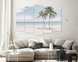 Coco Palms Canvas Print // Tropical White Sand Beach with Coco Palms and The Turquoise Sea on Caribbean island