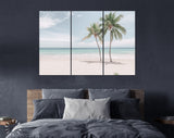 Coco Palms Canvas Print // Tropical White Sand Beach with Coco Palms and The Turquoise Sea on Caribbean island