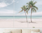 Coco Palms Canvas Print // Tropical White Sand Beach with Coco Palms and The Turquoise Sea on Caribbean island