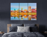 Harrisburg Canvas Print // Harrisburg Pennsylvania USA skyline on the Susquehanna River