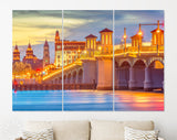 St. Augustine Canvas Print // St. Augustine Florida USA city skyline and Bridge of Lions