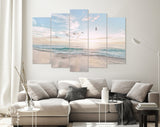 Seagulls Canvas Print // Seagulls Fly At Sea Dawn