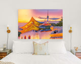 Gyeongbokgung Canvas Print // Landmark of Korea with covered Gyeongbokgung and Seoul Tower South Korea