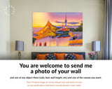 Gyeongbokgung Canvas Print // Landmark of Korea with covered Gyeongbokgung and Seoul Tower South Korea