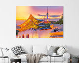 Gyeongbokgung Canvas Print // Landmark of Korea with covered Gyeongbokgung and Seoul Tower South Korea