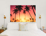 Tropical Palm Tree Canvas Print // Tropical Palm Tree with Sun Light on Sky Background