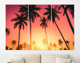 Tropical Palm Tree Canvas Print // Tropical Palm Tree with Sun Light on Sky Background