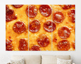 Pizza Canvas Print // Pizza Pepperoni op view close-up // Tasty homemade pizza with salami