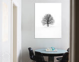 Leafless Tree Canvas Print // Black Lone Leafless Tree on Winter Background