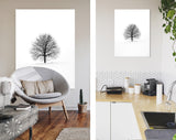 Leafless Tree Canvas Print // Black Lone Leafless Tree on Winter Background