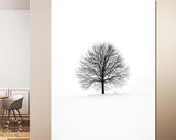 Leafless Tree Canvas Print // Black Lone Leafless Tree on Winter Background