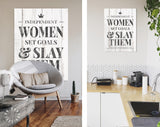 Independent Woman Canvas Print // Feminist Poster Art // Inspirational Modern Art // Farmhouse Decor // Women Set Goals And Slay Them