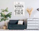 Independent Woman Canvas Print // Feminist Poster Art // Inspirational Modern Art // Farmhouse Decor // Women Set Goals And Slay Them