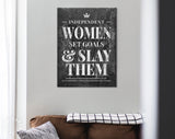 Independent Woman Canvas Print // Feminist Poster Art // Inspirational Modern Art // Black Grunge Rustic Art / Women Set Goals And Slay Them