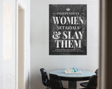 Independent Woman Canvas Print // Feminist Poster Art // Inspirational Modern Art // Black Grunge Rustic Art / Women Set Goals And Slay Them