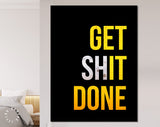 Get Shit Done Canvas Print Beer Theme // Get Shit Done Motivation Poster Wall Decor Typography Beer With Bubbles in Glass