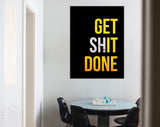 Get Shit Done Canvas Print Beer Theme // Get Shit Done Motivation Poster Wall Decor Typography Beer With Bubbles in Glass