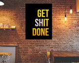 Get Shit Done Canvas Print Beer Theme // Get Shit Done Motivation Poster Wall Decor Typography Beer With Bubbles in Glass