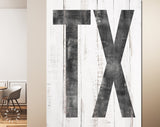 Texas Canvas Print // TX Modern Art White Texas Sign // Vintage Farmhouse Wall Decor