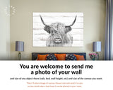 Highland Cow White Wood Background Canvas Print