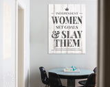 Independent Woman Canvas Print // Feminist Poster Art // Inspirational Modern Art // Farmhouse Decor // Women Set Goals And Slay Them