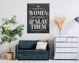 Independent Woman Canvas Print // Feminist Poster Art // Inspirational Modern Art // Black Grunge Rustic Art / Women Set Goals And Slay Them