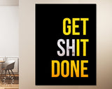 Get Shit Done Canvas Print Beer Theme // Get Shit Done Motivation Poster Wall Decor Typography Beer With Bubbles in Glass