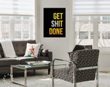 Get Shit Done Canvas Print Beer Theme // Get Shit Done Motivation Poster Wall Decor Typography Beer With Bubbles in Glass