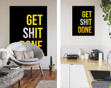 Get Shit Done Canvas Print Beer Theme // Get Shit Done Motivation Poster Wall Decor Typography Beer With Bubbles in Glass