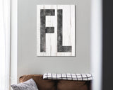 Florida Canvas Print // FL Modern Art White Florida Sign // Vintage Farmhouse Wall Decor