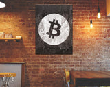 Bitcoin Canvas Print // Bitcoin Logo on a Grunge Background // Office Wall Decor // Motivational Modern Art