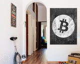 Bitcoin Canvas Print // Bitcoin Logo on a Grunge Background // Office Wall Decor // Motivational Modern Art