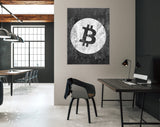 Bitcoin Canvas Print // Bitcoin Logo on a Grunge Background // Office Wall Decor // Motivational Modern Art