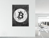 Bitcoin Canvas Print // Bitcoin Logo on a Grunge Background // Office Wall Decor // Motivational Modern Art